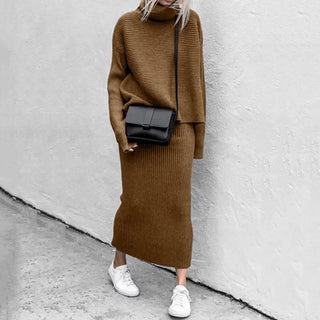 Fashion Women Slim Sweater Skirt Two Pieces Set Alodia Store