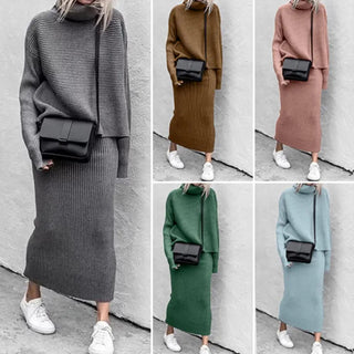 Fashion Women Slim Sweater Skirt Two Pieces Set Alodia Store