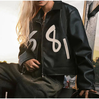 Fashion Zipper Polo-neck Tops Sweet Cool Personal Street Vintage Oversized Coats Alodia Store
