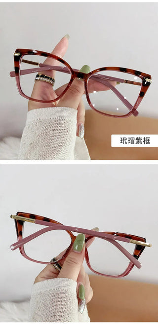 Women Cat Eye Plain Glass Spectacles Stylish Computer Glasses Anti Blue Light Luxury Optical Frame Fashion Eyewear for Ladies Alodia Store