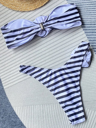 3D Flowers Brazilian Strapless Bandeau Bikini Swimsuit - Alodia Store