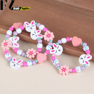 33 Style Colorful Wooden Cute Animal Flower Cartoon Children's Necklace Bracelet Girl's Child Jewelry Kids Toys Birthday Gifts Alodia Store