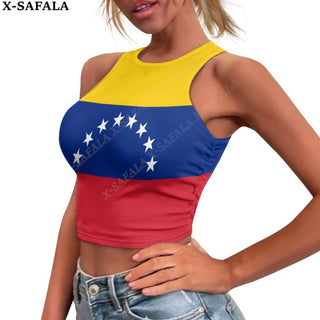Love Venezuela Country  3D Print Summer Slim Render Short Top Sexy Women Sleeveless O Croptops Tank Tops Crop Vest Streetwear ALODIA STORE