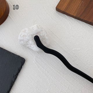 Traditional Wooden Black Hair Sticks Chinese Style Hairpins Carved Wood Hair Fork Vintage Chop Stick Headwear For Women Jewelry Alodia Store