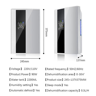 2.2L Intelligent Remote Dehumidifier Air Dryer Purifier Humidity-control Defrost Automatic Shut-down Moisture Absorption machine ALODIA STORE