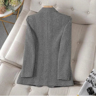 Women Coffee Stripe Formal Blazer business New Alodia Store