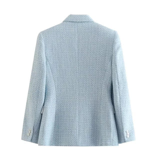 Fashion Women Beige Tweed Blazer Jacket For Office Lady Alodia Store