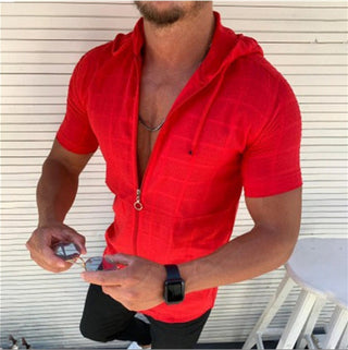 Fashion Long/Short sleeved Hoodie Zipper T shirt Men clothing Summer Solid color Casual Plaid print Open Stitch Th alodia store