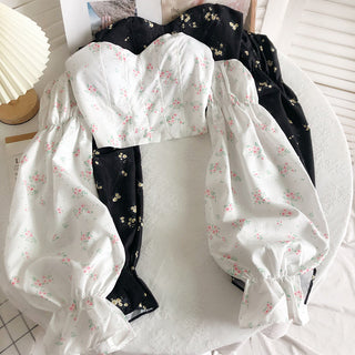 Summer Sexy High Street Off Shoulder Floral Print Puff Alodia Store