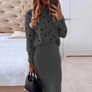 Autumn Winter Women's Knitted Sweater Skirt Two Piece Set Women Alodia Store