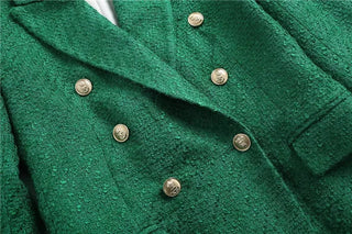 TRAF 2023 Green Long Blazer Woman Tweed Blazer Alodia Store