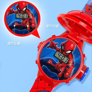 Disney Kid Cartoon Cool Ptojectio Watch Marvel Spider-Man Boy Unicorn Princess Elsa Flash Electronic Digital Student Toy Clock Alodia Store