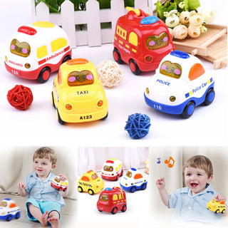 Cartoon Car Toy Plastic Pull Back Cars Model Mobile Vehicle Fire Truck Taxi Boys Girls Toys Educational for Alodia Store