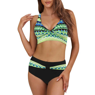 Women's Summer Bohemian Style Patchwork Printed Bikini Swimsuit Two Piece Set Alodia Store