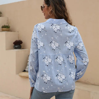 Women's Autumn Spring Blouses Female Fashion Floral Print Casual Loose Long Sleeve Cotton Shirts Oversize Blouse Clothing Tops Alodia Store