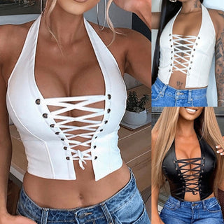 Top Sexy Women Leather Hollow Out Alodia Store