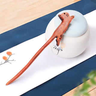 Chinese Wood Hair Sticks Hair Barrettes Red Sandalwood Rabbit Clips Vintage Style Hairpin Accessories for Women Bun Maker ML Alodia Store