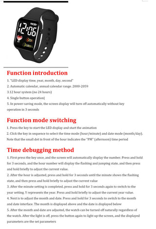 Digital Smart sport watch Women watches digital led electronic wristwatch fitness wristwatch Men kids hours hodinky Alodia Store
