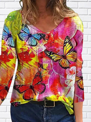 Women 2022 Autumn Trendy New Longsleeve Casual Personalized Cute V-Neck Tops Plus Size XS-8XL Alodia Store