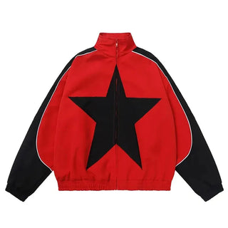 Spring Bomber Jacket Men Women Vintage Star Pattern Harajuku Alodia Store