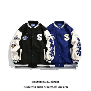 American Harajuku Blue Student Baseball Men's Coat Alodia Store