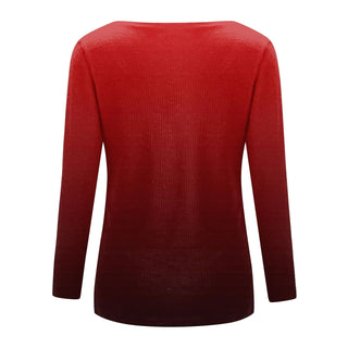 Women Blouse Longsleeve Women'S T-Shirt Fashion Casual Gradient Color Print V-Neck Slim Long Sleeve Top футболка оверсайз Alodia Store