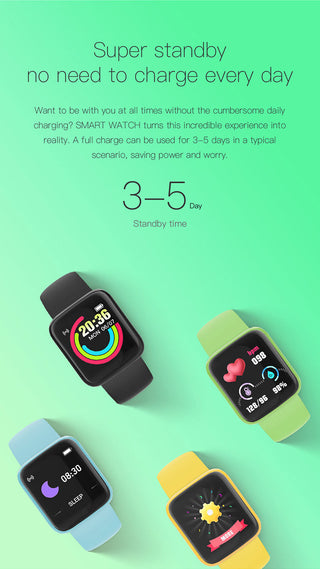 Smart Watch Kids Bluetooth Fitness Tracker Macaron Smartwatch for Men Women Blood Pressure Smart Bracelet for Android IOS Alodia Store