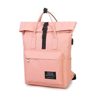 Women External USB Charge Backpack Nylon Rucksack ALODIA STORE