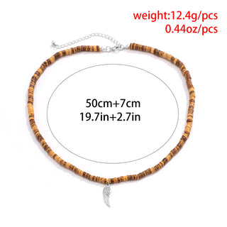 New Bohemian Style Necklace for Men Polymer Clay Pieces Spliced Wood Beads Wholesale Hot Spot Gothic Chains Jewelry Alodia Store
