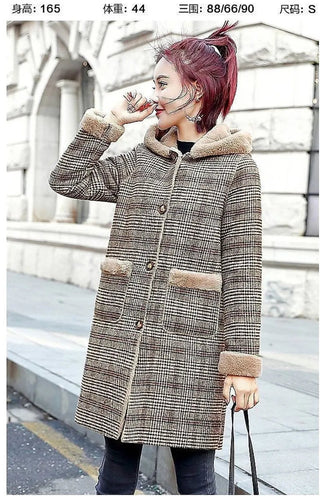 Thick Keep Warm Jacket Medium Long Hooded Wooden Coat Alodia Store