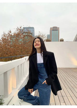 Black Long Sleeved Suit Jacket Alodia Store