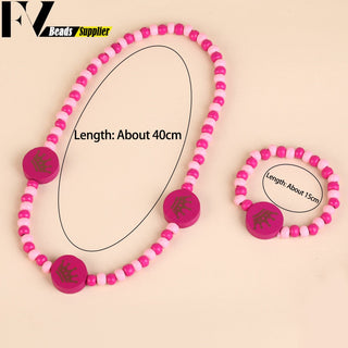 33 Style Colorful Wooden Cute Animal Flower Cartoon Children's Necklace Bracelet Girl's Child Jewelry Kids Toys Birthday Gifts Alodia Store