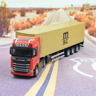 1:50 Simulation Alloy Diecast Large Truck Head Model Container Toy Pull Back Sound Light Engineering Alodia Store