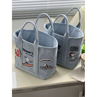 Snoopy Embroidered Denim Women's Tote Bag Cartoon Alodia Store