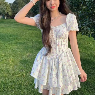 Sundress Kawaii Lovely Aesthetic Floral Dress - Alodia Store