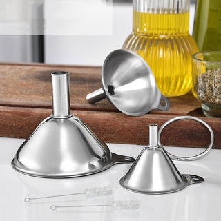 Stainless Steel Funnel Three-piece Set  Mini Funnel Oil Spill Wine Spill Tool Liquid Dispenser Kitchen Funnel Set  Entonnoir Alodia Store