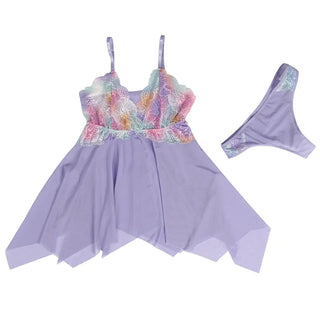 Plus Size Pajama Dress Flower Embroidery Nightwear Sling Nightdress Sleep Tops Nuisette Femme Lace Sleepwear Home Clothes Alodia Store