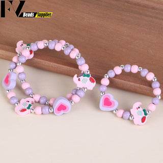 33 Style Colorful Wooden Cute Animal Flower Cartoon Children's Necklace Bracelet Girl's Child Jewelry Kids Toys Birthday Gifts Alodia Store