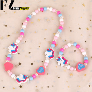 33 Style Colorful Wooden Cute Animal Flower Cartoon Children's Necklace Bracelet Girl's Child Jewelry Kids Toys Birthday Gifts Alodia Store