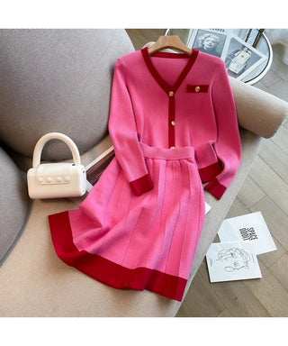 Fashion Women V Neck Hit Color Knitted Golden Alodia Store