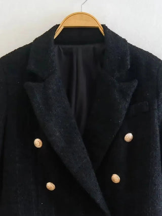 Fashion Women Beige Tweed Blazer Jacket For Office Lady Alodia Store
