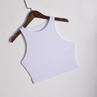 2023 New Summer Slim Render Short Top Sexy Women Sleeveless O Croptops Tank Tops Solid Black/White Crop Vest Cute Tops alodia store