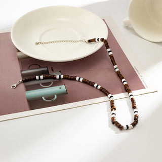 New Bohemian Style Necklace for Men Polymer Clay Pieces Spliced Wood Beads Wholesale Hot Spot Gothic Chains Jewelry Alodia Store