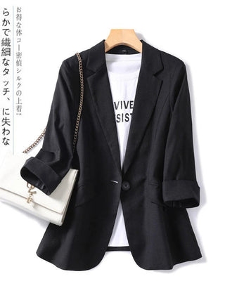 Fashion Woman Blazer Linen 100% Suit Jacket White Solid Casual Alodia Store