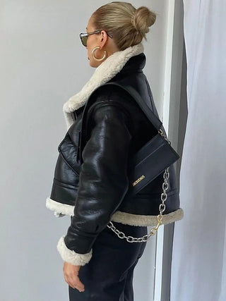 Faux Leather Coat Vintage Alodia Store