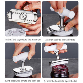Stainless Steel Adjustable Lids Off Jar Opener Multi-function Bottle Cap Opener Labor-saving Screw Can Opener for Kitchen Gadget Alodia Store