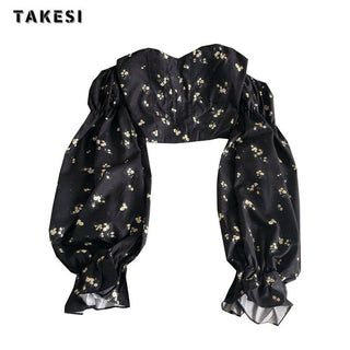 Summer Sexy High Street Off Shoulder Floral Print Puff Alodia Store