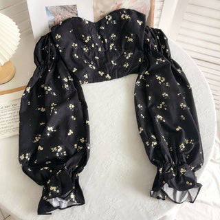 Summer Sexy High Street Off Shoulder Floral Print Puff Alodia Store