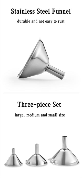 Stainless Steel Funnel Three-piece Set  Mini Funnel Oil Spill Wine Spill Tool Liquid Dispenser Kitchen Funnel Set  Entonnoir Alodia Store