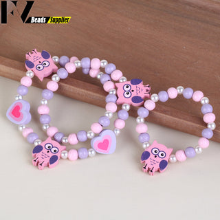33 Style Colorful Wooden Cute Animal Flower Cartoon Children's Necklace Bracelet Girl's Child Jewelry Kids Toys Birthday Gifts Alodia Store